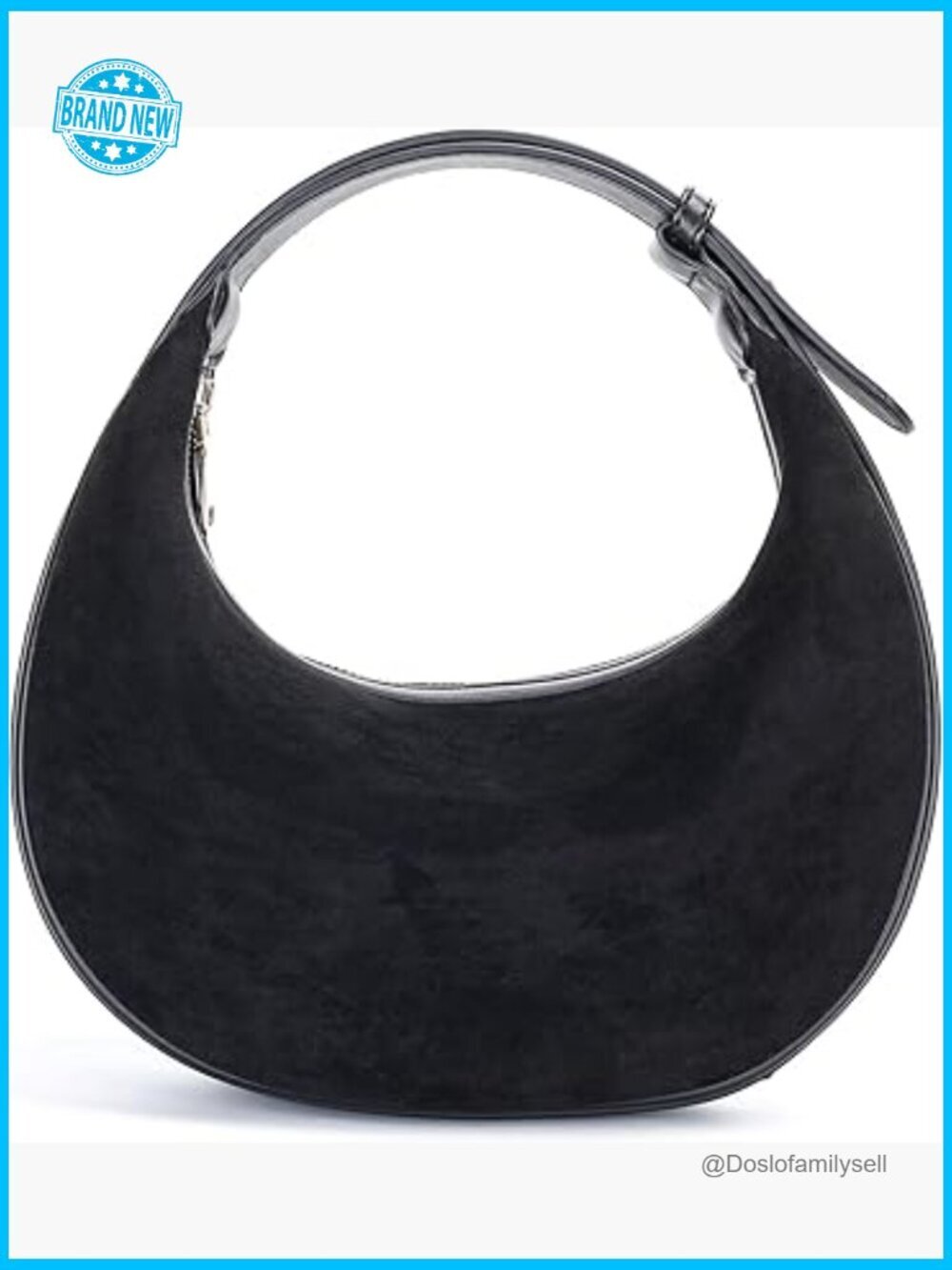 Suede Hobo Crossbody Bag Vintage Crescent Shoulder Purse with Adjustable Strap